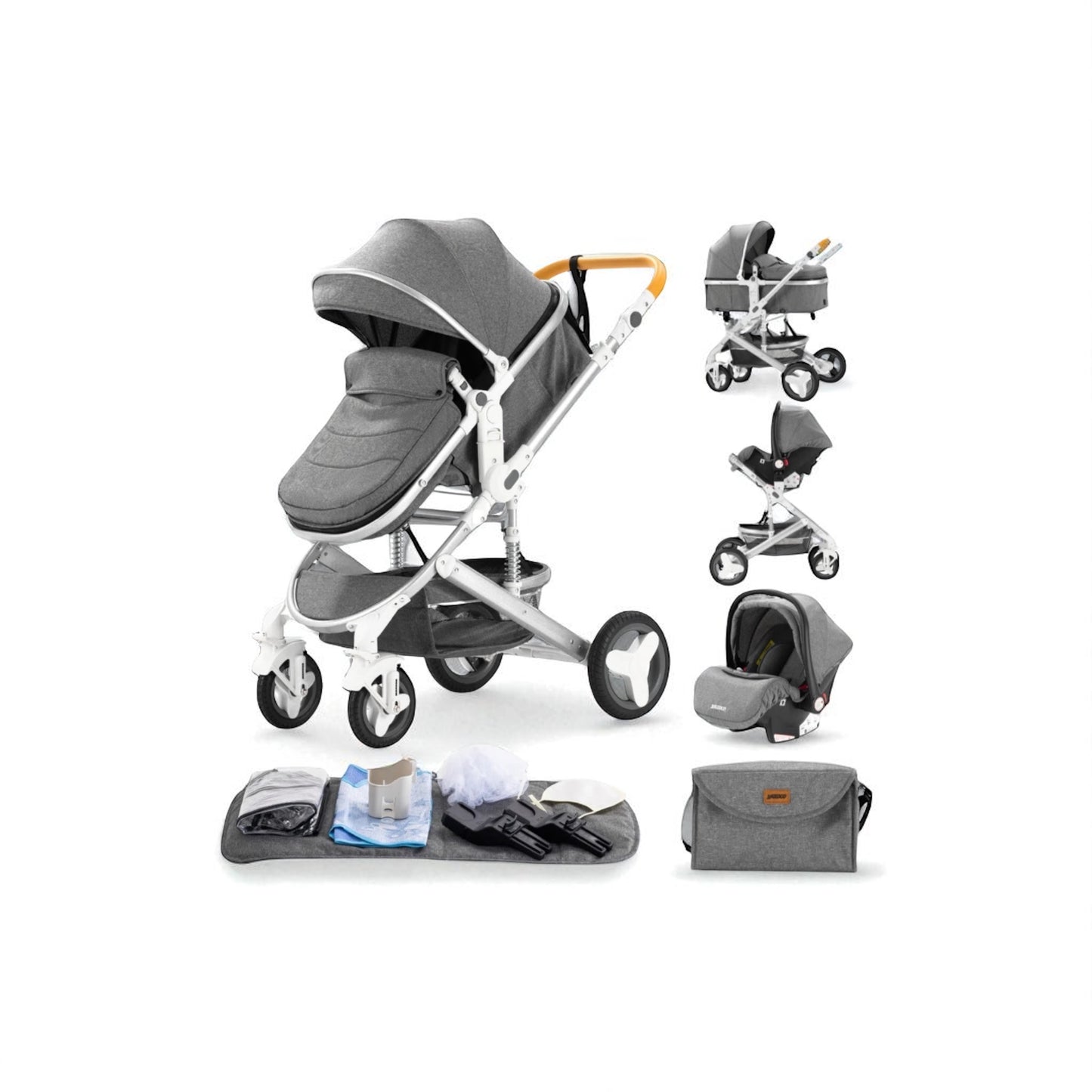 Poussette 3 en 1 Alma – Trio élégante, pliable et tout terrain