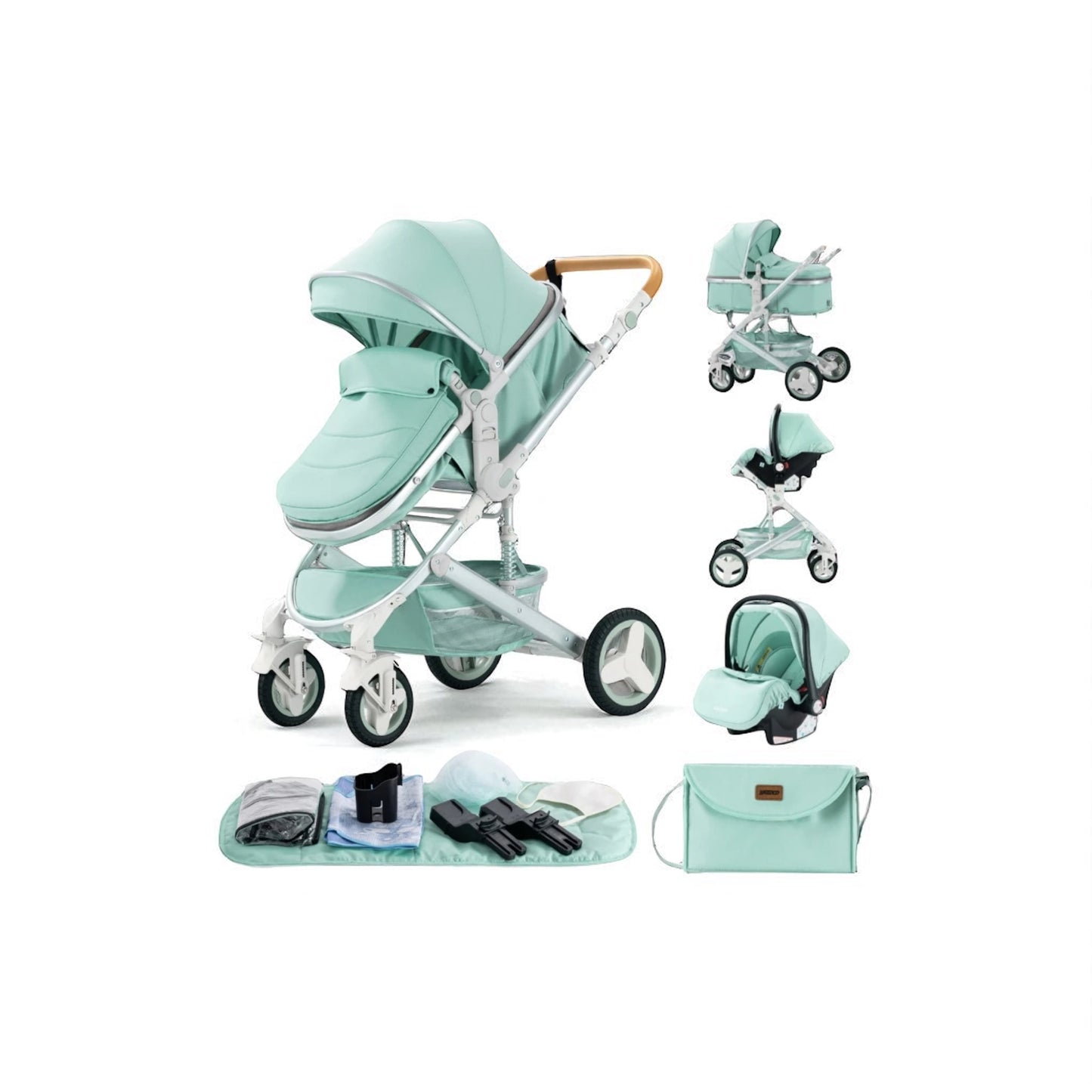 Poussette 3 en 1 Alma – Trio élégante, pliable et tout terrain