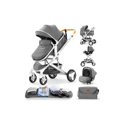 Poussette 3 en 1 Alma – Trio élégante, pliable et tout terrain
