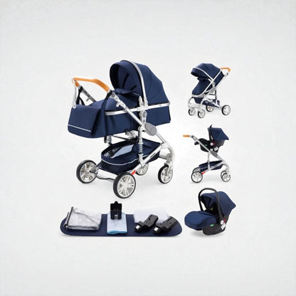 Poussette 3 en 1 Céleste – Trio élégante, confortable et compacte dès la naissance