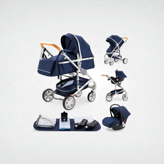 Poussette 3 en 1 Céleste – Trio élégante, confortable et compacte dès la naissance