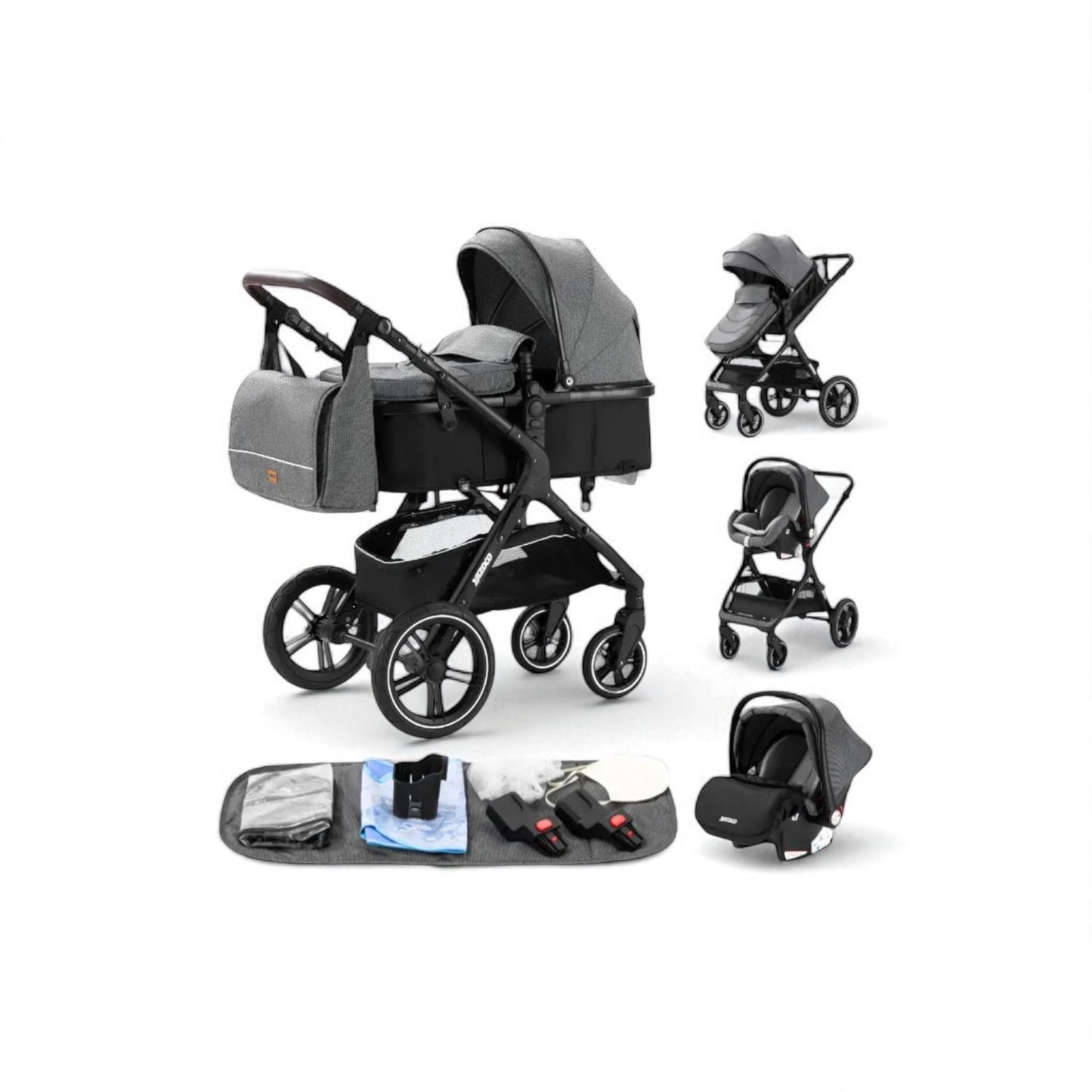 Poussette 3 en 1 Eolia – Trio confortable, évolutive et tout-terrain