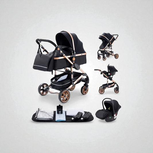 Poussette 3 en 1 Céleste – Trio élégante, confortable et compacte dès la naissance