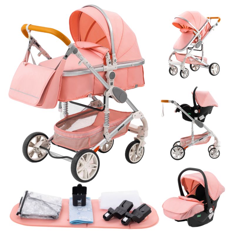 Poussette 3 en 1 Céleste – Trio élégante, confortable et compacte dès la naissance