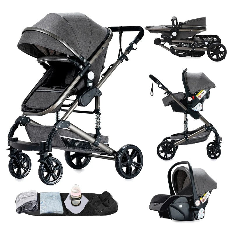 Poussette 3 en 1 Alma – Trio élégante, pliable et tout terrain