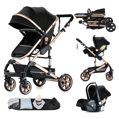 Poussette 3 en 1 Alma – Trio élégante, pliable et tout terrain