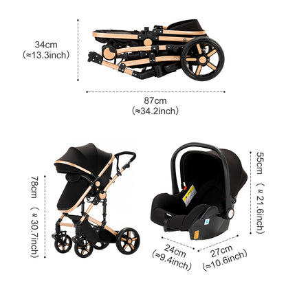 Poussette 2 en 1 Luna – Landau et poussette combinée, compacte et élégante